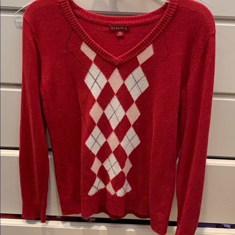 Red v neck sweater